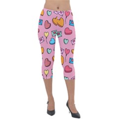 Candy Pattern Lightweight Velour Capri Leggings  by Sobalvarro