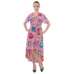 Candy Pattern Front Wrap High Low Dress by Sobalvarro