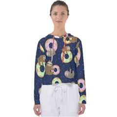 Cute Sloth With Sweet Doughnuts Women s Slouchy Sweat by Sobalvarro