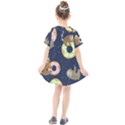 Cute Sloth With Sweet Doughnuts Kids  Smock Dress View2