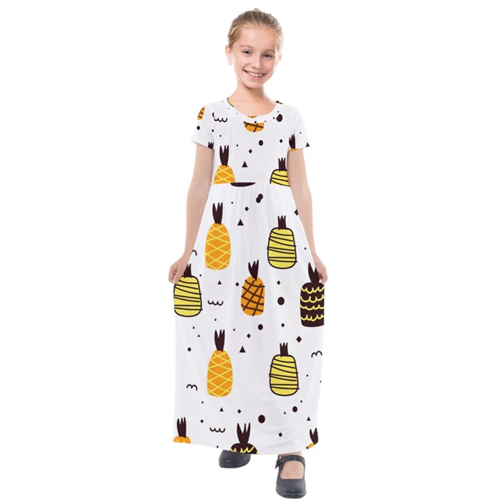 Pineapples Kids  Short Sleeve Maxi Dress