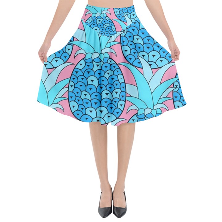 Pineapples Flared Midi Skirt