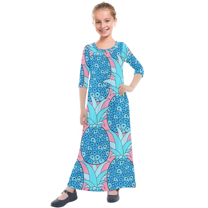 Pineapples Kids  Quarter Sleeve Maxi Dress