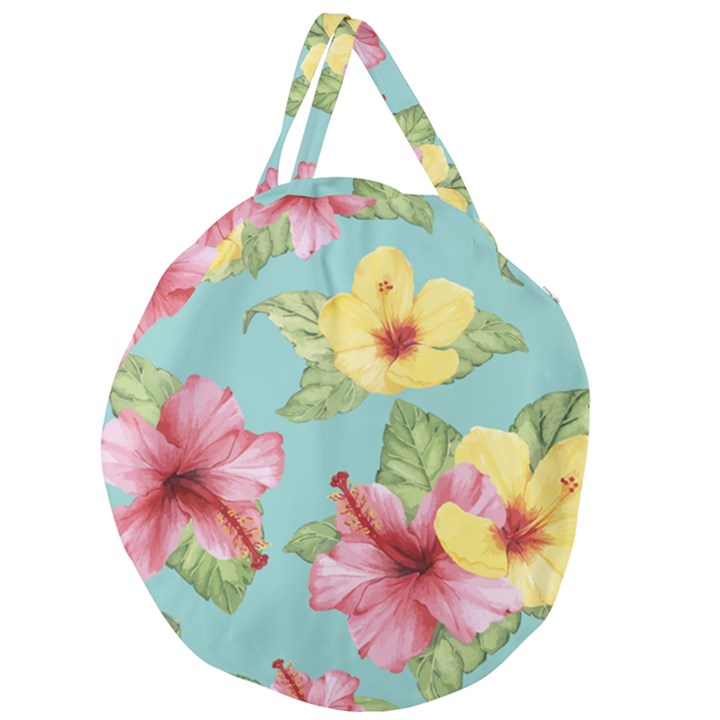 Hibiscus Giant Round Zipper Tote