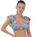 Hibiscus Plunge Frill Sleeve Bikini Top View1