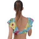 Hibiscus Plunge Frill Sleeve Bikini Top View2