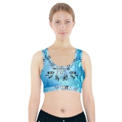 Piano With Feathers, Clef And Key Notes Sports Bra With Pocket by FantasyWorld7