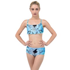 Piano With Feathers, Clef And Key Notes Layered Top Bikini Set by FantasyWorld7