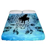 Piano With Feathers, Clef And Key Notes Fitted Sheet (Queen Size)