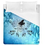 Piano With Feathers, Clef And Key Notes Duvet Cover (Queen Size)