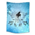 Piano With Feathers, Clef And Key Notes Medium Tapestry View1