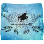 Piano With Feathers, Clef And Key Notes Seat Cushion