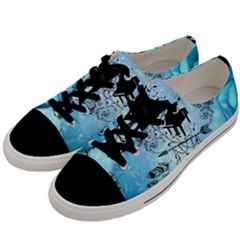 Piano With Feathers, Clef And Key Notes Men s Low Top Canvas Sneakers by FantasyWorld7