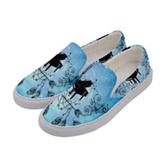 Piano With Feathers, Clef And Key Notes Women s Canvas Slip Ons by FantasyWorld7