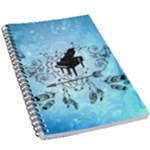 Piano With Feathers, Clef And Key Notes 5.5  x 8.5  Notebook