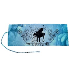 Piano With Feathers, Clef And Key Notes Roll Up Canvas Pencil Holder (s) by FantasyWorld7