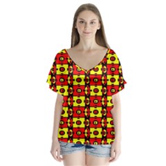 Rby 66 V-neck Flutter Sleeve Top by ArtworkByPatrick