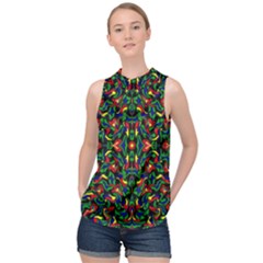 Abstract 45 High Neck Satin Top by ArtworkByPatrick