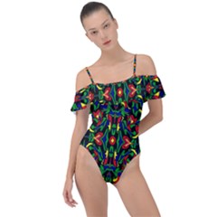 Abstract 45 Frill Detail One Piece Swimsuit