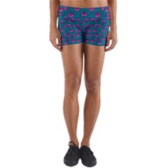 Field Of Flowers Decorative Yoga Shorts by pepitasart