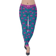 Field Of Flowers Decorative Velvet Leggings by pepitasart