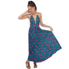 Field Of Flowers Decorative Backless Maxi Beach Dress