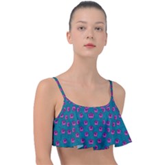 Field Of Flowers Decorative Frill Bikini Top