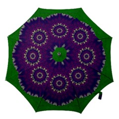 Mandala In Leaves,on Beautiful Leaves In Bohemian Style Hook Handle Umbrellas (small) by pepitasart