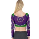 Mandala In Leaves,on Beautiful Leaves In Bohemian Style Long Sleeve Crop Top View2