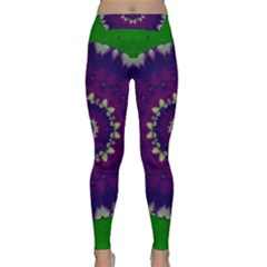 Mandala In Leaves,on Beautiful Leaves In Bohemian Style Classic Yoga Leggings by pepitasart