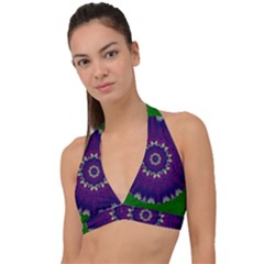 Mandala In Leaves,on Beautiful Leaves In Bohemian Style Halter Plunge Bikini Top by pepitasart