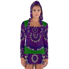 Mandala In Leaves,on Beautiful Leaves In Bohemian Style Long Sleeve Hooded T-shirt by pepitasart