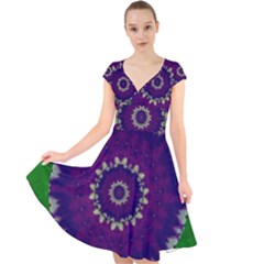 Mandala In Leaves,on Beautiful Leaves In Bohemian Style Cap Sleeve Front Wrap Midi Dress by pepitasart