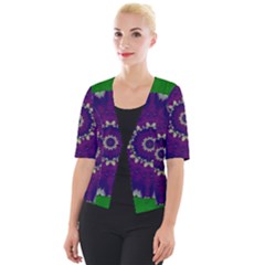 Mandala In Leaves,on Beautiful Leaves In Bohemian Style Cropped Button Cardigan by pepitasart