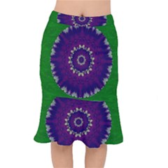 Mandala In Leaves,on Beautiful Leaves In Bohemian Style Short Mermaid Skirt by pepitasart