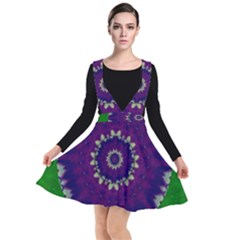 Mandala In Leaves,on Beautiful Leaves In Bohemian Style Plunge Pinafore Dress by pepitasart