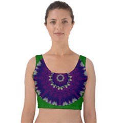 Mandala In Leaves,on Beautiful Leaves In Bohemian Style Velvet Crop Top by pepitasart