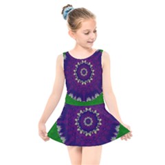 Mandala In Leaves,on Beautiful Leaves In Bohemian Style Kids  Skater Dress Swimsuit by pepitasart