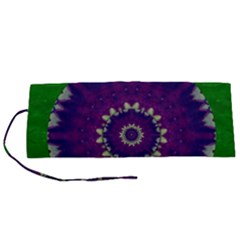 Mandala In Leaves,on Beautiful Leaves In Bohemian Style Roll Up Canvas Pencil Holder (s)