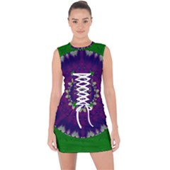 Mandala In Leaves,on Beautiful Leaves In Bohemian Style Lace Up Front Bodycon Dress