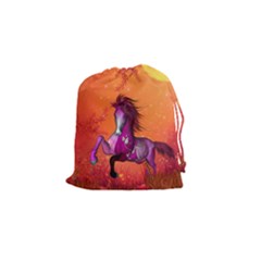 Wonderful Fantasy Horse In A Autumn Landscape Drawstring Pouch (small) by FantasyWorld7