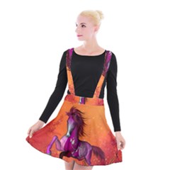 Wonderful Fantasy Horse In A Autumn Landscape Suspender Skater Skirt by FantasyWorld7