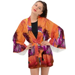 Wonderful Fantasy Horse In A Autumn Landscape Long Sleeve Kimono