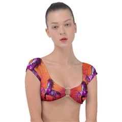 Wonderful Fantasy Horse In A Autumn Landscape Cap Sleeve Ring Bikini Top