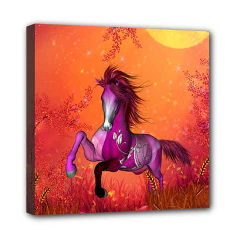 Wonderful Fantasy Horse In A Autumn Landscape Mini Canvas 8  X 8  (stretched) by FantasyWorld7