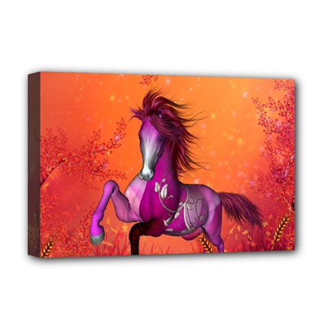 Wonderful Fantasy Horse In A Autumn Landscape Deluxe Canvas 18  X 12  (stretched) by FantasyWorld7