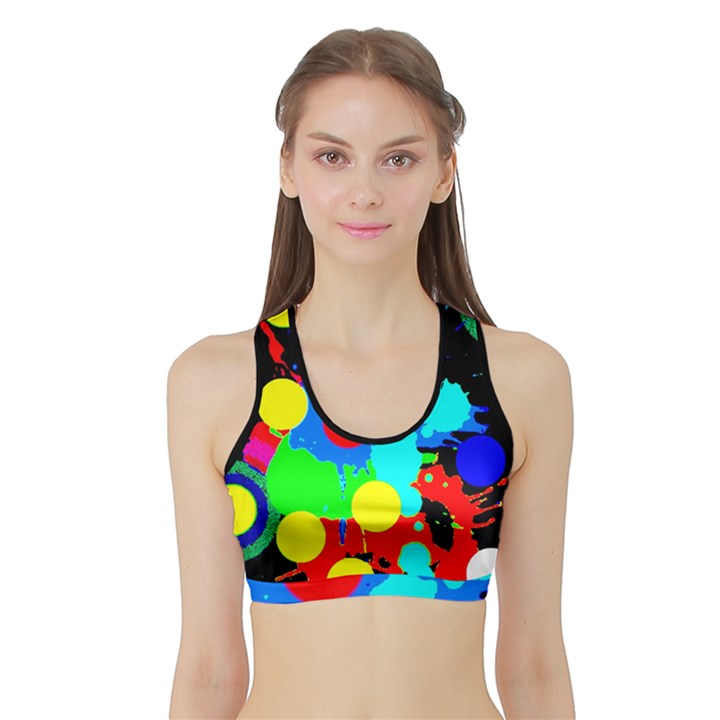 Spots 2222 Black Sports Bra with Border