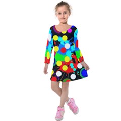 Spots 2222 Black Kids  Long Sleeve Velvet Dress by impacteesstreetwearsix