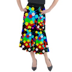 Spots 2222 Black Midi Mermaid Skirt