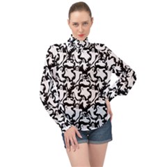 Ghosts High Neck Long Sleeve Chiffon Top